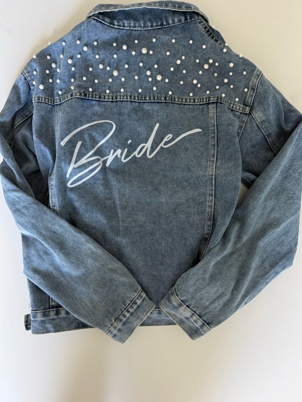 Denim 'Bride' Pearl Accent Jacket